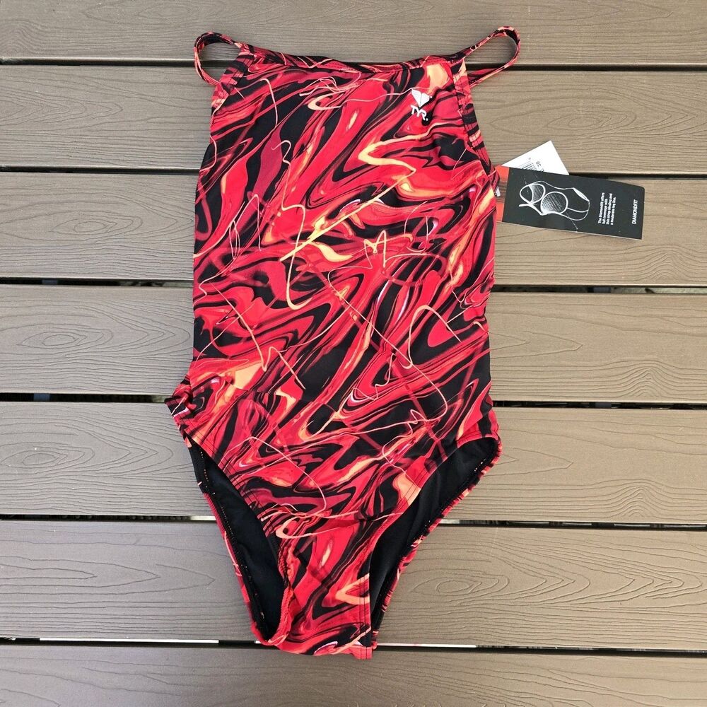 TYR Women's  Red Moxie Diamondfit 1 Piece Swim Sz 30 New